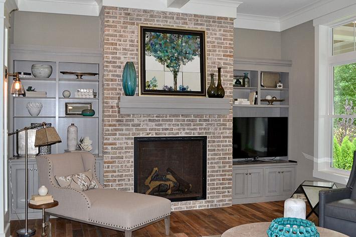 Brick Fireplace & Accent Wall